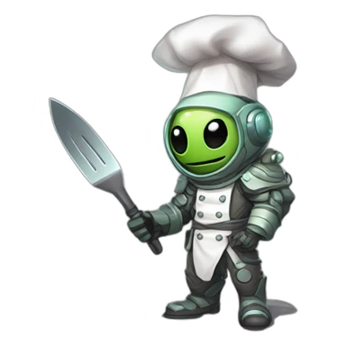alien chef scifi roguelike rpg style inspired by slay the spire digital art sticker