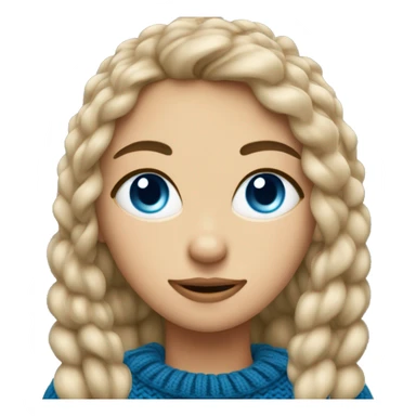 A dark blonde girl wirh blue eyes weari g a knitted sweater sticker