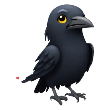 crow with hearts sticker