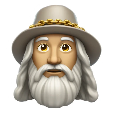 Leonardo da vinci with gold Bitcoin chain with hat sticker