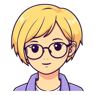 Blonde girl with short hair and glasses sticker