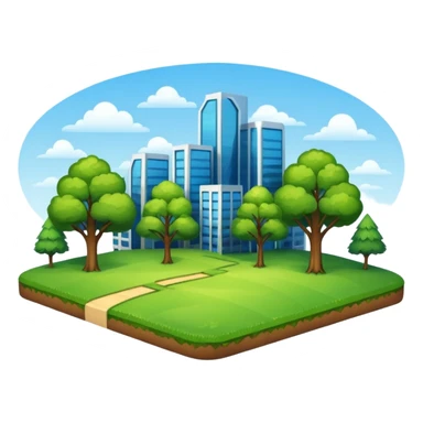 a piece of land with trees and buildings sticker