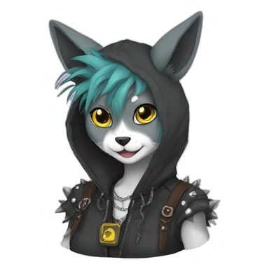 Anthro Punk Fursona Collar Hoodie  sticker