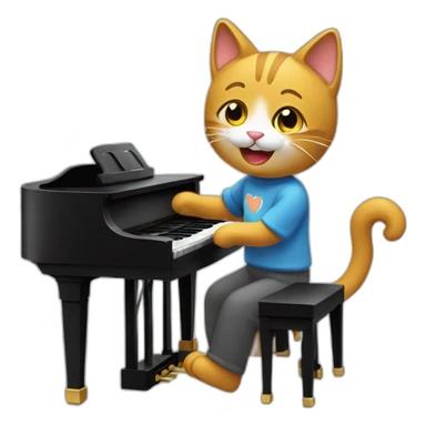 Un gato tocando el piano sticker