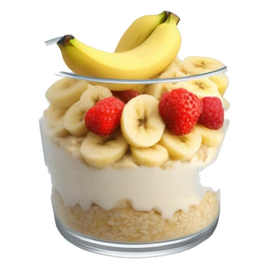 overnight oats with stawbs and bananas on top sticker
