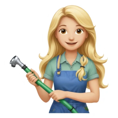 blonde lon hair female gardener hose sticker