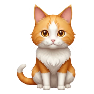 full body of tiny + skinny ginger and white cat with deep orange eyes and triangular shaped face sticker