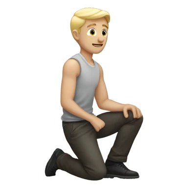  only one white man with blonde hair proposing  his hand and by kneeling down with a ring sticker