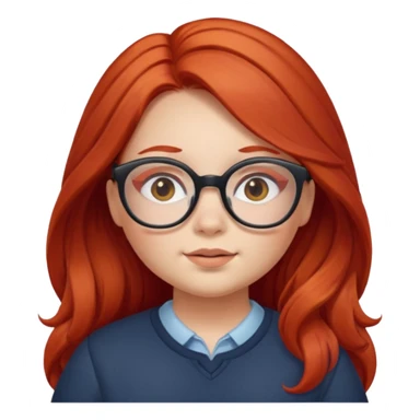 girl with chubby cheeks, long red hair, and glasses sticker