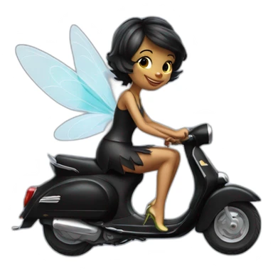 tinkerbell in vespa black sticker