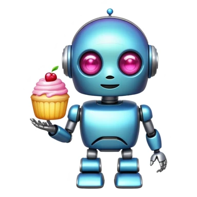 The cute robot and dessert, 3d emoji sticker