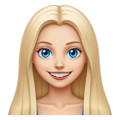 beautiful white girl with long straight blonde hair blue eyes smiling evil scary sticker