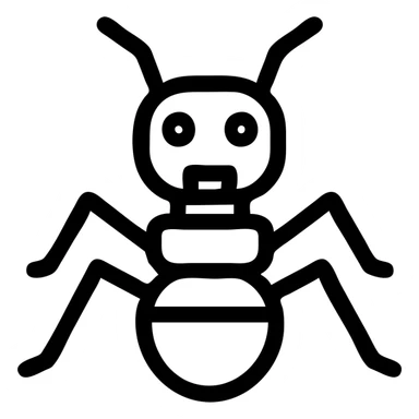 robot ant icon, clean and simple, outlined style sticker