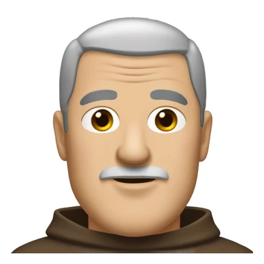 A middle-aged white male friar, sporting a grizzled look, with buzz-cut black hair and a pronounced square jaw. sticker