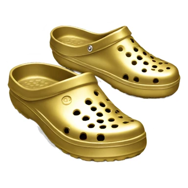 Realistic metallic gold and colorful pair of crocs shoes isolated.  sticker