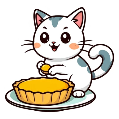 cat eat egg tart sticker