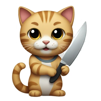 cute cat holding a knife sticker
