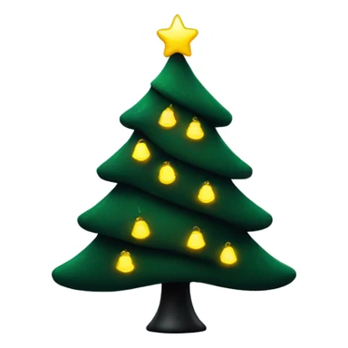 A dark green Christmas tree with black decorations and yellow lights sticker