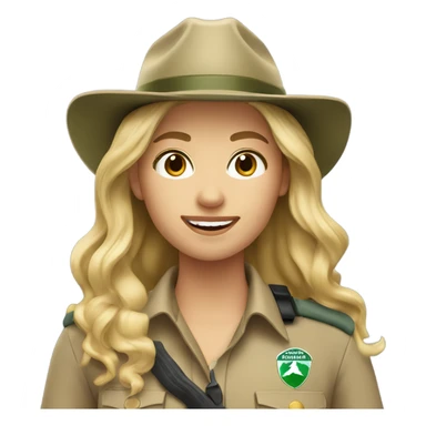 Pretty Blonde girl park ranger with long wavy blonde hair sticker