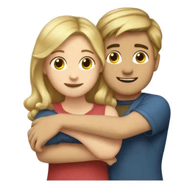 boy-brown-hair hug girl with blonde-hair sticker