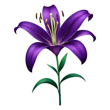 single Royal Purple Lily, straight stem sticker