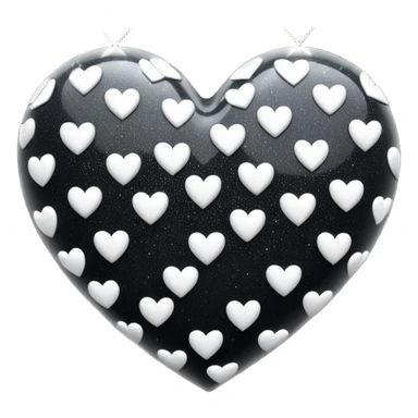 heart with black glitter and white hearts sticker