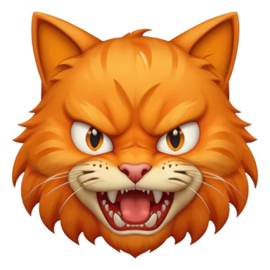 angry cat with fangs, front face  sticker