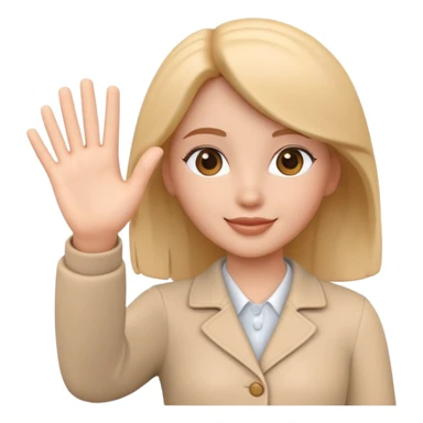 generate realistic detailed girl waving hi 3d style  sticker