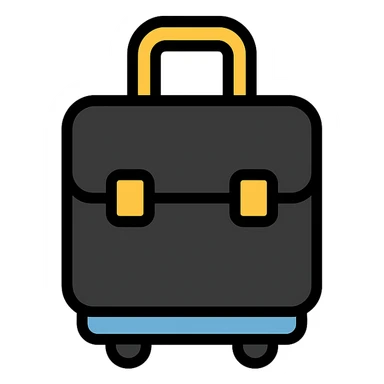 black hand bag luggage, color outline icon style sticker