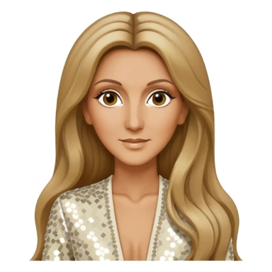 Celine Dion with long dark blonde hair, ivory sequin outfit sticker