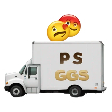 Boxtruck with letters "PGS” on the side sticker