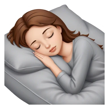 Girl with brown hair sleeping on gray pillow  sticker