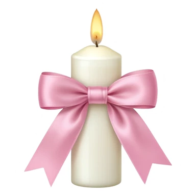 white candle with pink pastel ribbon sticker