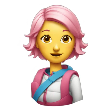 Swedish lady with pink hair wearing skis and dictionary sticker