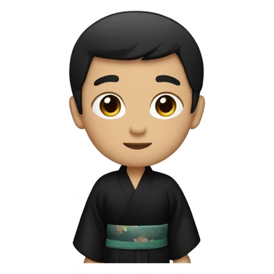A boy with black hair and a crop haircut in a black kimono sticker