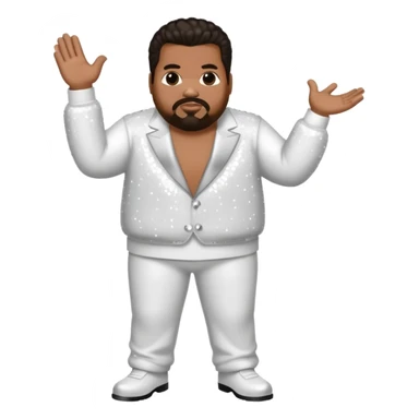 Fatman Scoop with dark brown hair, white sequin outfit sticker