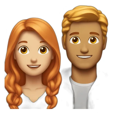 couple blondman cap and woman redhair sticker
