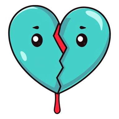 sad broken heart with tears sticker