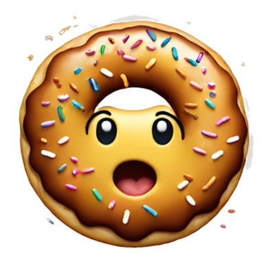 A happy donut with sprinkles in the shape of a smiley face sticker