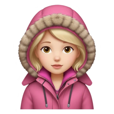Girl wearing warm pink winter coat sticker