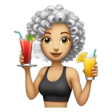 Curly haired white female personal trainer drinking cocktail sticker
