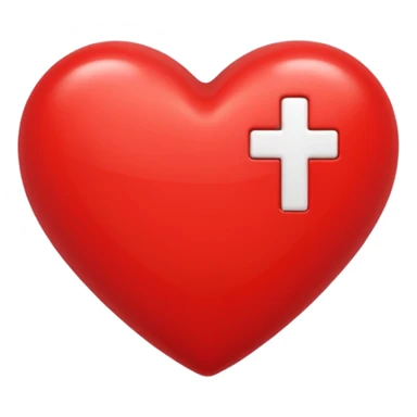 red heart with a white plus on it not a cross sticker
