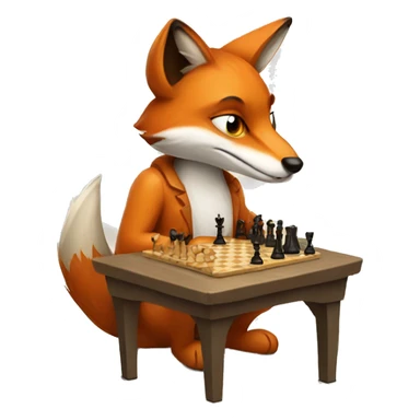 Fox playing chess sticker