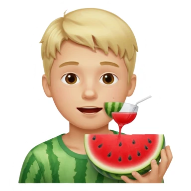 blonde boy eating watermelon sticker