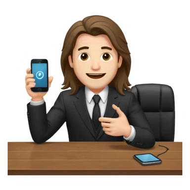 office-boss-suit-excited-phone-desk-long-haired-man sticker