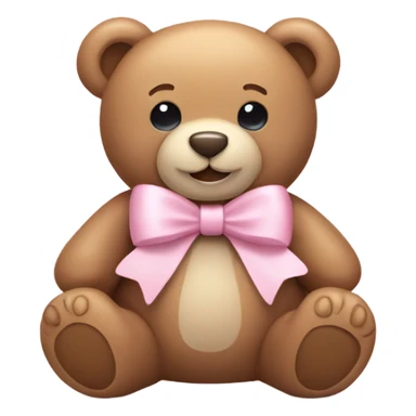 Happy teddy bear wearing a light pink bow sticker