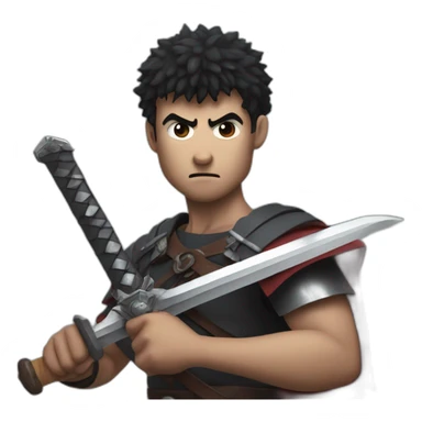 angry berserk guts carrying a huge sword on his shoulder sticker