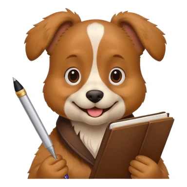 funny dog with diary and pen sticker