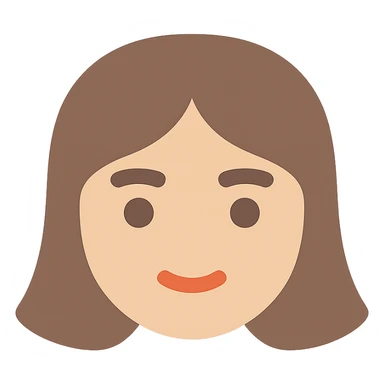 girl with brown hair and thick eyebrows, color icon sticker