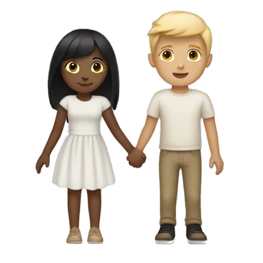 Boy with blonde hair holding hands with girl with dark black hair and tan skin  sticker